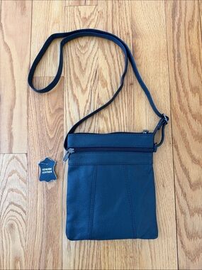 NWT Genuine Leather Navy Small Crossbody Bag